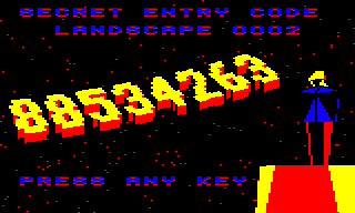 The secret code screen in the BBC Micro version of The Sentinel