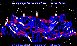The landscape preview screen for landscape 0040 in the BBC Micro version of The Sentinel