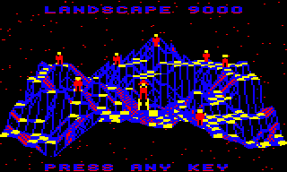 The landscape preview screen for landscape 9000 in the BBC Micro version of The Sentinel