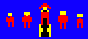 The enemies on the preview screen for landscape 9000 in the BBC Micro version of The Sentinel