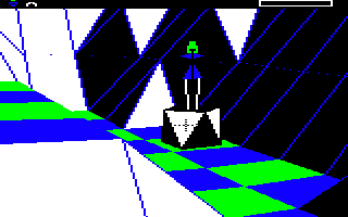 The crosshair sights on a boulder in the BBC Micro version of The Sentinel