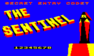 The main title screen with secret code entry in the BBC Micro version of The Sentinel